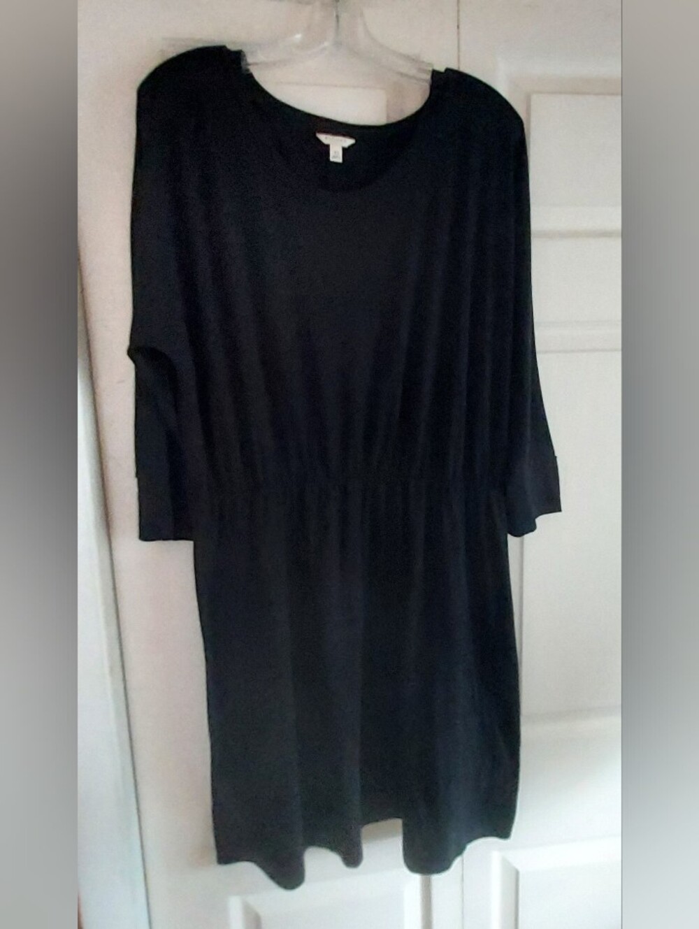 Sonoma Casual Pullon Dress Elastic Waist 3/4 Sleeve Black XL Comfort Stretch